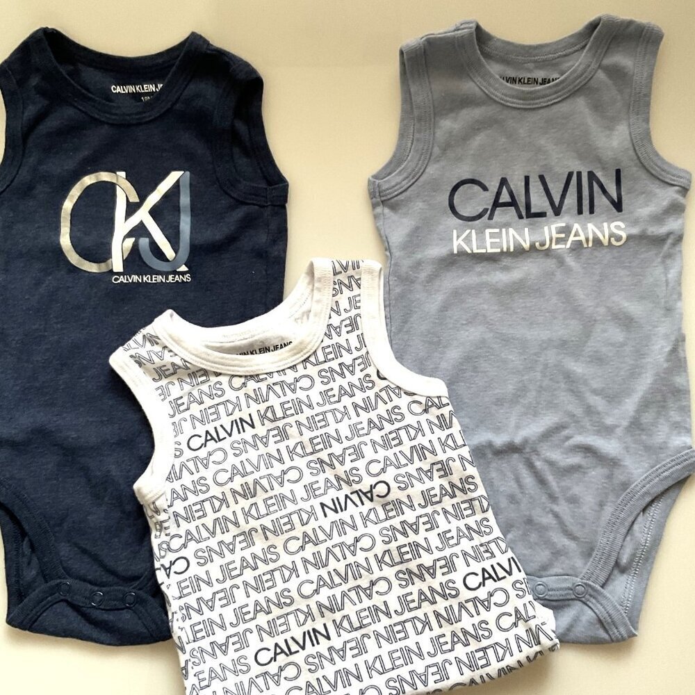 Calvin Klein Jeans Baby Boys Sleeveless Bodysuit Bundle 18M